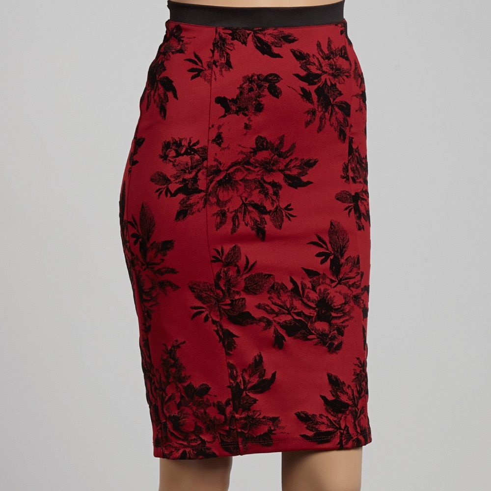 NWOT Burgundy & Black Pencil Skirt Small